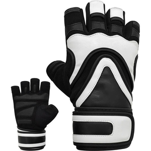 Anti Slip Tan Leather Weight Lifting <b>Gloves</b> Half Finger Gym Training Mitts Padded Palm Adjustable Wrist Strap Fitness - Product Image 2