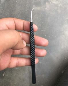 Pince à cils à pointe de fibre de logo imprimé 45 75 pince à épiler à 90 degrés pince à épiler d'extension de cils de marque privée personnalisée - Product Image 2