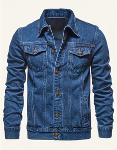 Veste en jean pour homme TRIBON SPORTS TS-Mdj-010, mélange de coton lavé, coupe classique, fermeture à boutons, couleur unie, col rabattu, classique - Product Image 5