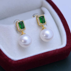 Pendientes Colgantes de Perlas Redondas Blancas de Agua Dulce de 10-11 mm para Mujer, Plata S925, Estilo Minimalista, Luz Intensa, Ligeras Imperfecciones - Product Image 1