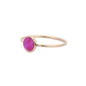 18K Yellow Gold Oval Ruby <b>Ring</b> with Natural Stone <b>Resizable</b> Wedding Band - Product Image 3