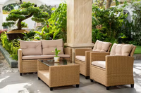 Ensemble de mobilier de restaurant PHU LINH, design moderne, confort optimal, usage commercial, table de salle à manger extérieure, 4 chaises, canapé, mobilier de salon en osier