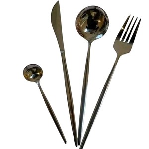 Service de couverts de qualité supérieure bleu et or, en acier inoxydable, design élégant, finition miroir, pour la maison et les restaurants - Product Image 3