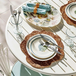 Salvamanteles Hecho a Mano con Forma de Concha de Bambú, Estilo Bohemio, Diseño Tejido a Mano para Decoración del Hogar - Product Image 2