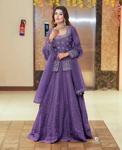 New Arrivals Latest Fashion Elegant Wedding <b>Party</b> Wear <b>Top</b> Lehenga Dupatta Set simmer silk - Product Image 2