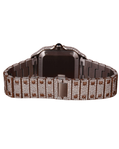 Montre de luxe pour homme en or blanc avec moissanite taille ronde, lunette sertie de diamants, cadran blanc et affichage classique de la date - Product Image 4