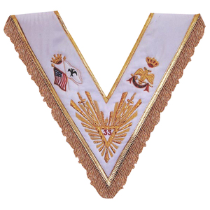 Adjustable New Arrival Customized 3D Embroidered Masonic <b>Aprons</b> Velvet with Gold Hand Embroidery Regalia Made in Pakistan - Product Image 4