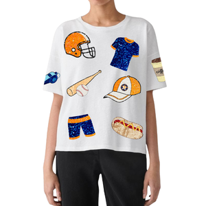 Camisetas de Mujer Holgadas y Transpirables con Bordado de Lentejuelas Ecológicas y Diseño Personalizado para el Día del Partido de Béisbol de Verano - ¡Gran Venta! - Product Image 3