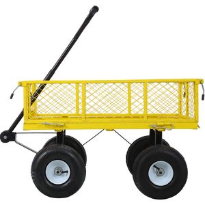 Carretilla de Jardín de Acero Amarillo con Capacidad para 550 lb y 3 Pies Cúbicos, con Laterales de Malla Extraíbles para Remolques Agrícolas - Product Image 3