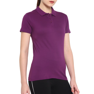 Polo pour femme de haute qualité, couleur violette, en coton mélangé, décontracté, pour le golf, avec logo personnalisé, OEM, ODM, vente en gros - Product Image 6