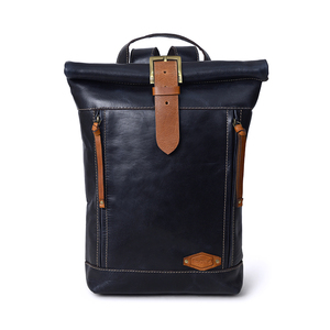 Sac à dos décontracté en cuir véritable de style classique, léger, tendance et polyvalent - Product Image 1