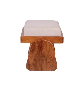 Modern Wood <b>Stool</b> with Fabric Cushion Minimalist Design Living Room Furniture Home Ottoman Seat - Product Image 2