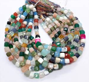 Cuentas de piedras preciosas semipreciosas facetadas en forma de cubo, mezcla natural AAA, 6-6.5 mm, corte disco, cubo 3D, cuentas sueltas de 9 pulgadas para la fabricación de joyería. - Product Image 2