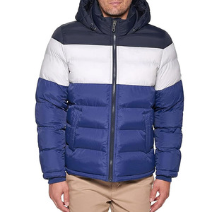 2025 Men's Custom Streetwear Puffer <b>Jacket</b> 100% Nylon Patchwork Thick <b>Warm</b> Winter Hooded Coat with Stand Collar - Product Image 3