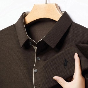 Chemise en jersey respirant brodé pour homme, à manches longues, col à revers, style décontracté et luxueux, pour usage quotidien, couche de base, séchage rapide - Product Image 6