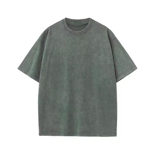 เสื้อยืดสตรีทแวร์ผู้ชายขายส่ง สีดำ ทรงโอเวอร์ไซส์ ล้างสีแบบแอซิดวอช เสื้อยืดถัก 100% ผ้าฝ้าย 200GSM เนื้อหนา ระบายอากาศได้ดี - Product Image 4