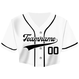 Chemise de baseball personnalisée blanche pour femme, nom et numéro personnalisés, jersey en polyester de qualité supérieure, coupe régulière et manches courtes - Product Image 1