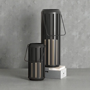 เชิงเทียนโคมไฟเหล็กสีดำมีร่องแนวตั้งสำหรับตกแต่งบ้าน - Product Image 2