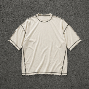 เสื้อยืดคอกลมแขนสั้นทรงหลวมสำหรับผู้ชาย ผ้าฝ้าย 100% ป้องกันรอยยับ ระบายอากาศได้ดี น้ำหนัก 220 กรัม คุณภาพส่งออก แบบเรียบ - Product Image 1
