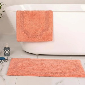 Ensemble de tapis de bain en coton, 2 pièces, couleur unie, rectangulaire, antidérapant, avec support en caoutchouc, pour usage domestique, style classique, tufté, épaisseur moyenne - Product Image 6