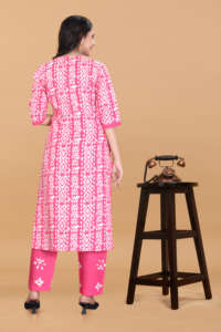 Conjunto de kurta rosa estampada de alta demanda, marca Magic, cuello redondo, fabricante de ropa ecológica para mujer, tallas S a 3XL - Product Image 4
