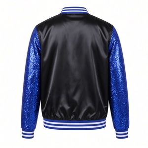 Chaqueta de béisbol con lentejuelas Zeta Phi Beta para mujer, negra, con mangas de satén azul real y lentejuelas, con cremallera y escudo de 1920, estilo bomber, abrigo de hermandad. - Product Image 4