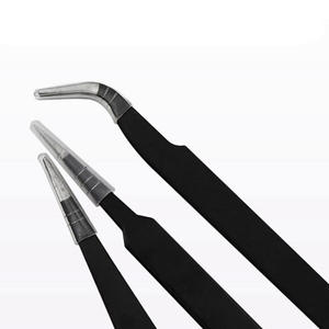 Pinzas Profesionales de Alta Calidad Antimagnéticas de Acero Inoxidable de 10 mm de Longitud con Punta Lisa para Extensiones de Pestañas, Kit de Marca Privada - Product Image 3