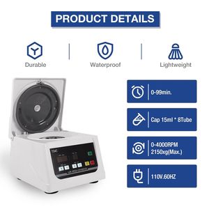 Centrifugeuse de laboratoire de bureau électrique 15 ml x 8 avec contrôle de vitesse et minuterie pour plasma, PRP et centrifugation de sang - Product Image 2