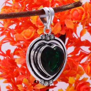 Pendentif en diopside chromé en forme de cœur, argent sterling 925, bijou cadeau pour elle - Product Image 2