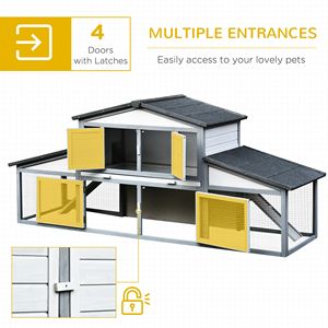 Nichoir à lapins en bois XL de 89 pouces pour les grandes races de cochons d'Inde, utilisation intérieure et extérieure, avec toit résistant aux intempéries et plateau amovible - Product Image 4