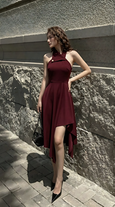 Elegante Vestido Midi Halter Línea A para Mujer, para Fiesta de Noche, Precio Directo de Fábrica, Fabricante OEM ODM, Vestidos Casuales para Mujer - Product Image 5