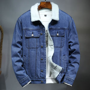 Veste en jean d'hiver pour homme, style décontracté, chaude et épaisse, avec col en fourrure, type bomber, vêtement d'extérieur - Product Image 3