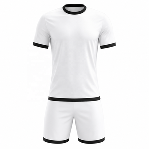 Ensemble de maillots de football blancs pour hommes, col rond, manches courtes, évacuation de l'humidité, respirant, séchage rapide, uniformes en polyester, toutes saisons - Product Image 1