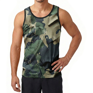 เสื้อกล้ามลำลองลายพราง Shan Apparel ผ้าฝ้าย 100% สำหรับผู้ชาย ออกกำลังกาย เพาะกาย ฟิตเนส แห้งเร็ว คอกลม ถักทอ เสื้อกีฬา - Product Image 3