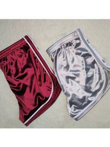 Shorts Deportivos de Satén para Mujer, Cintura Baja, para Correr y Gimnasio, con Ribete Blanco - Product Image 4