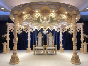 ชุดงานแต่งงาน Mandap แบบหรูทำจากใยไฟเบอร์สีขาวสีทองสำหรับงานแต่งงานของชาวอินเดีย - Product Image 3
