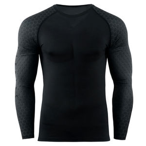 Camiseta de Compresión de Manga Larga para Hombre, Diseño Hexagonal Negro, Secado Rápido, Ropa de Entrenamiento - Product Image 3