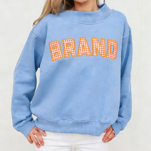 Sudadera de cuello alto bordada para mujer, mezcla de poliéster/algodón, anti-bolitas, transpirable y ecológica - Product Image 2