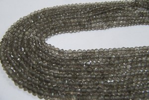 Cuentas facetadas de cuarzo ahumado marrón natural de 3-4 mm, hebra de 13 pulgadas - Product Image 3