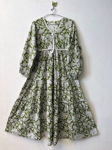 Femmes filles imprimé pur coton Maxi robe indien bloc imprimé décontracté été soirée à la mode en gros longue Midi en vrac - Product Image 6