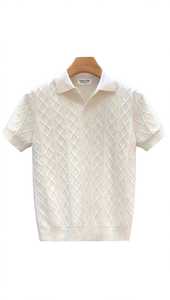 ONETEN APPARELS Camisas de Golf Blancas de Punto para Hombre, Manga Corta, Sólidas, Casuales Elegantes, Transpirables, de Poliéster, de Secado Rápido, Corte Regular - Product Image 1