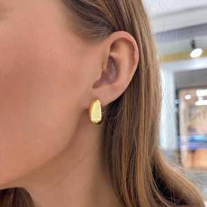Pendientes Huggie con Diseño de Cúpula Abombada, Oro Sólido de 14k y 18K, Gruesos y Atrevidos, para Uso Diario, de Lujo, con Forma de Lágrima, Joyería Fina - Product Image 2