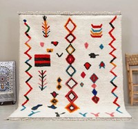 Tapis marocain en laine noué à la main, tapis tribal Beni Ourain, tapis fait main, taille personnalisée, vente en gros