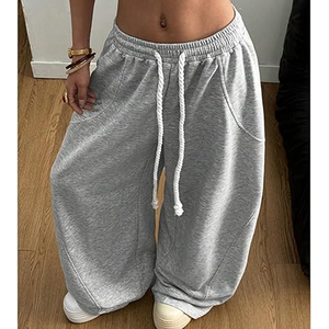 Men's Mid Wide Leg Baggy <b>Trousers</b> Soft Worsted Fabric Polyester/Cotton <b>Elastic</b> Sporty Breathable Eco-Friendly Lightweight - Product Image 6