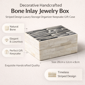 Decorative Handcrafted Bone Inlay Jewelry <b>Box</b> Striped Design Luxury Storage Organizer <b>Keepsake</b> Gift Case | Home Decor Use - Product Image 4