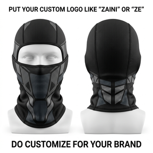 Balaclava en polyester et élasthanne respirant 280 GSM, design à panneaux noir et gris, logo personnalisé par sublimation et transfert thermique, balaclava pour le cou - Product Image 1