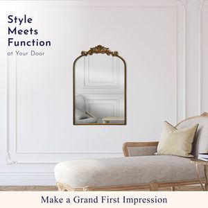 Grand miroir mural doré arqué en filigrane 20x30 pour salle de bain ou salon - Product Image 2