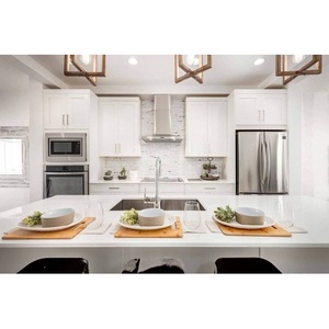 CANA Made Contemporary Modular Pantry Custom Slatted Kitchen Cabinet Factory Price Cream White Custom Vent Hood Kitchen Cabinets - Product Image 4