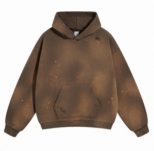 Sweat-shirt à capuche surdimensionné pour homme, imprimé peinture spray, avec poche kangourou, décontracté, en coton gris - Product Image 3