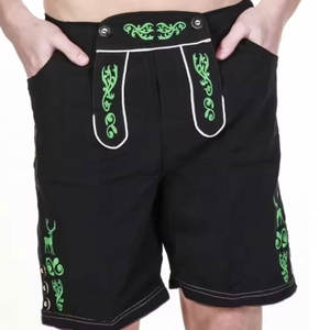 <b>Mens</b> Party Lederhosen Traditional <b>Leather</b> <b>Shorts</b> With Bavarian Style Embroidery Knee Length <b>Leather</b> <b>Shorts</b> - Product Image 1